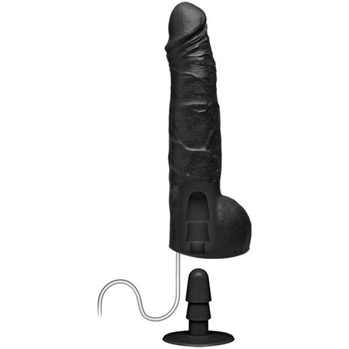 Черный фаллоимитатор с имитацией эякуляции Wet Works 10 Dual Density ULTRASKYN Squirting Cumplay Cock - 26,7 см. - 1