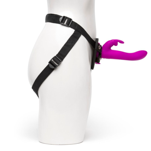 Лиловый страпон Rechargeable Vibrating Strap-On Harness Set - 17,6 см. - 1