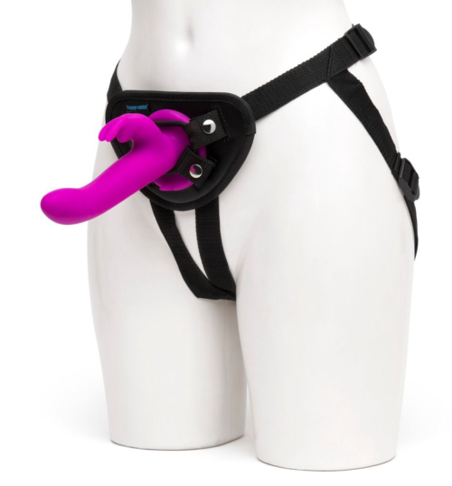 Лиловый страпон Rechargeable Vibrating Strap-On Harness Set - 17,6 см. - 0