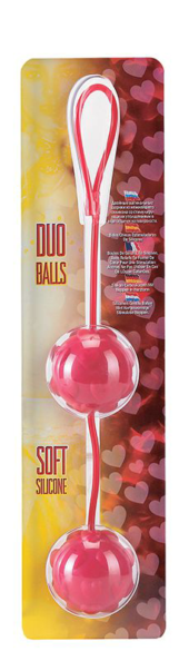 Красные вагинальные шарики с сердечками DUO BALLS - 0