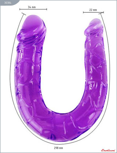 Фиолетовый двусторонний фаллоимитатор - 29,8 см. - 3