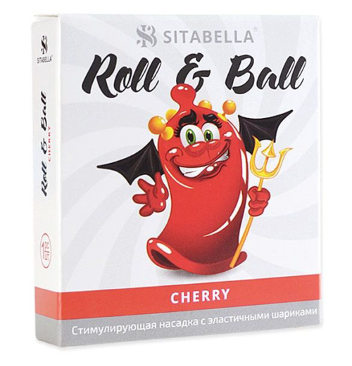 Стимулирующий презерватив-насадка Roll Ball Cherry - 0