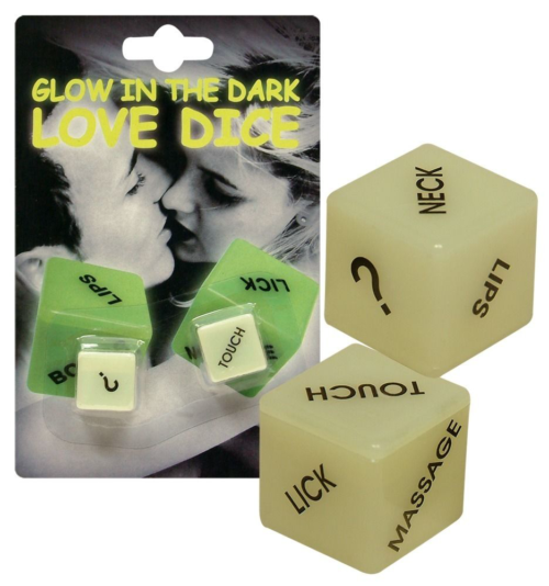 Кубики для любовных игр Glow-in-the-dark с надписями на английском - 0