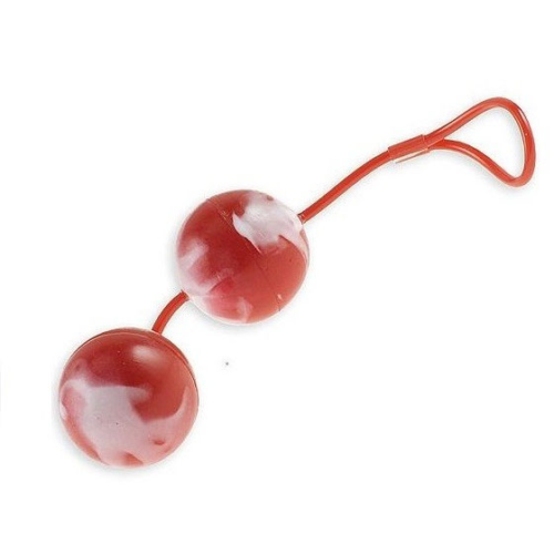 Красно-белые вагинальные шарики со смещенным центром тяжести Duoballs - 0