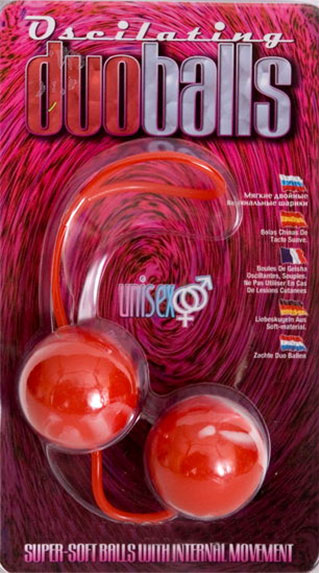 Красно-белые вагинальные шарики со смещенным центром тяжести Duoballs - 1