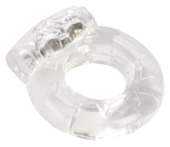 Толстое прозрачное эрекционное кольцо с вибратором - 0