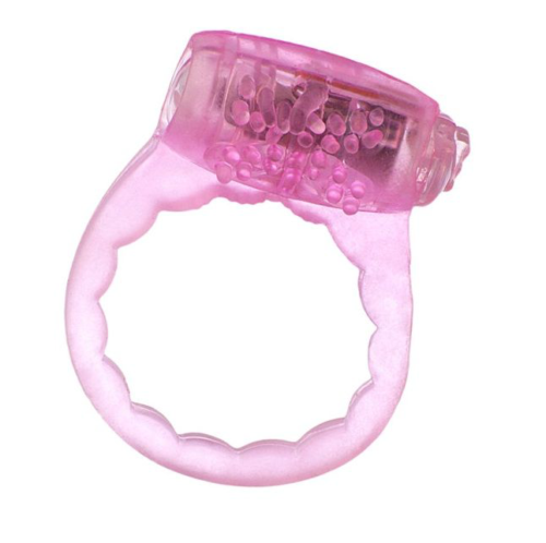 Тонкое розовое эрекционное кольцо с вибратором - 0