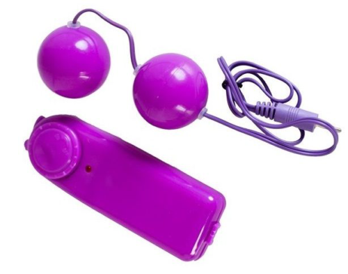 Фиолетовые вагинальные шарики с вибрацией - 0