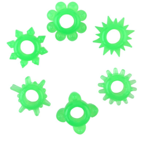 Набор из 6 зелёненьких эрекционных колец - 0