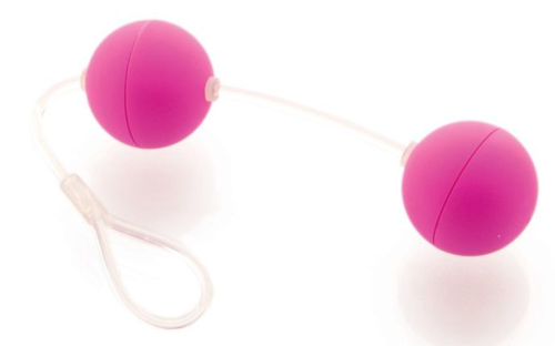 Фиолетовые вагинальные шарики на прозрачной сцепке - 0
