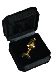 Золотистая маленькая анальная втулка с прозрачным кристаллом - 6 см. - 1