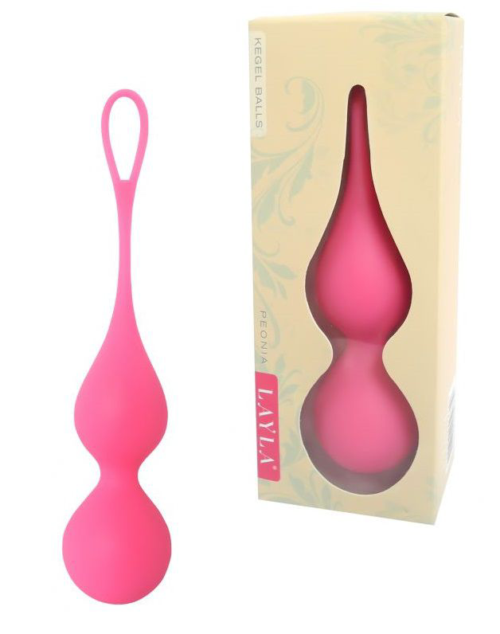 Матовые розовые вагинальные шарики Кегеля Layla Peonia - 0