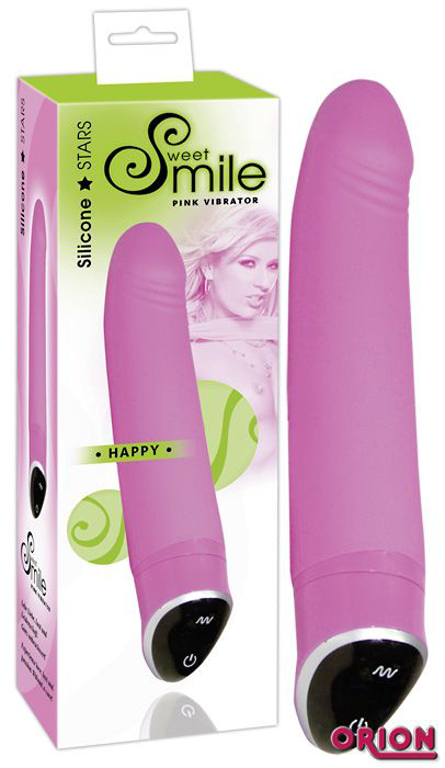 Розовый вибратор Smile Happy - 22 см. - 0