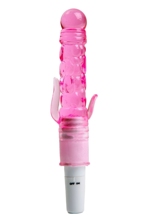 Розовый вибромассажёр с дополнительными отростками - 21 см. - 0