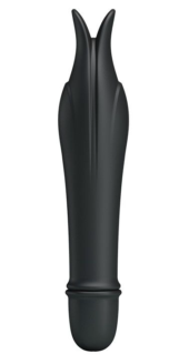 Чёрный миниатюрный вибромассажер Edward с усиками - 14,5 см. - 0