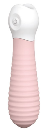 Розовый силиконовый мини-вибромассажер RIBBED BABY BOO - 12 см. - 0