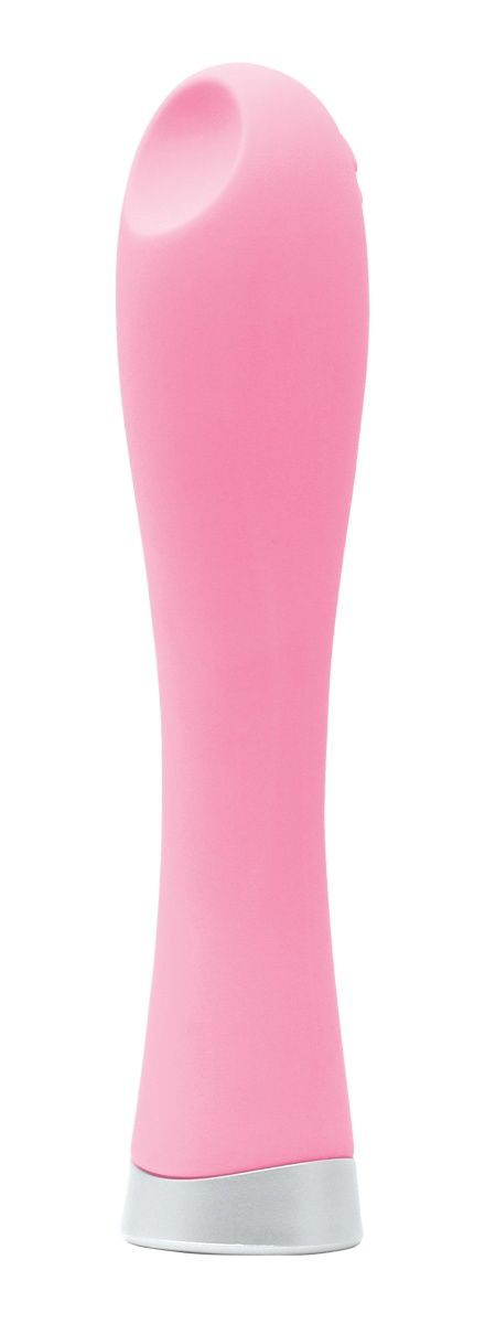 Розовый силиконовый вибромассажер с ямкой Candy - 10,2 см. - 0