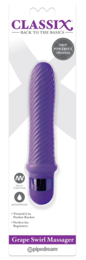 Фиолетовый ребристый вибромассажер Grape Swirl Vibe - 15,8 см. - 1