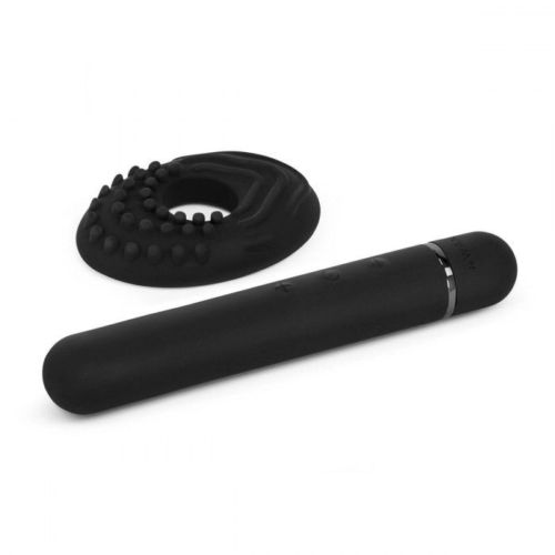 Черный мини-вибратор Le Wand Baton с текстурированной насадкой - 11,9 см. - 0