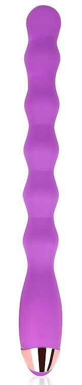 Фиолетовый ребристый вибромассажер - 30,5 см. - 0