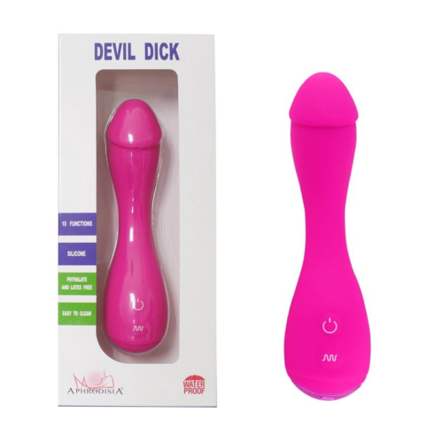 Розовый вибратор Devil Dick - 16 см. - 1