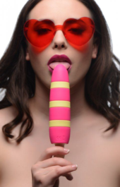 Ярко-розовый вибростимулятор-эскимо 10X Popsicle Vibrator - 21,6 см. - 0