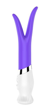Фиолетовый вибратор-ротатор с раздвоенным кончиком LILY - 18 см. - 0