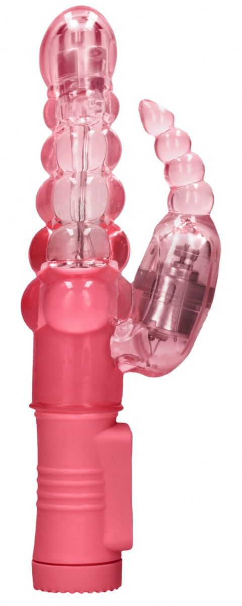 Розовый вибратор-кролик Rotating Bubbles - 23,2 см. - 0