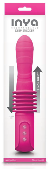 Розовый вибромассажер с функцией поступательных движений Deep Stroker - 24,5 см. - 1