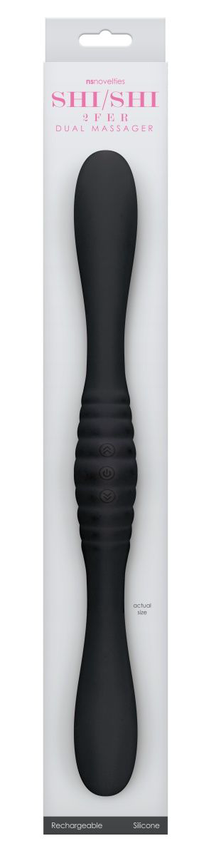 Черный двойной вибромассажер 2FER Dual Massager - 36 см. - 1