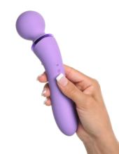 Фиолетовый двусторонний вибростимулятор Duo Wand Massage-Her - 19,6 см. - 7