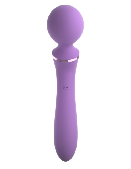 Фиолетовый двусторонний вибростимулятор Duo Wand Massage-Her - 19,6 см. - 2