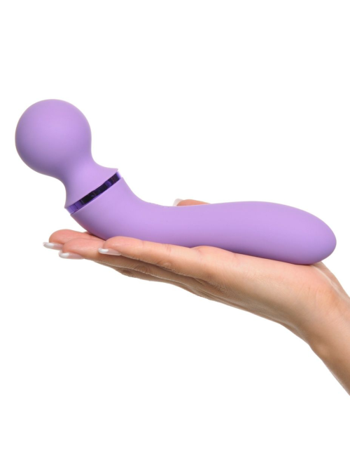 Фиолетовый двусторонний вибростимулятор Duo Wand Massage-Her - 19,6 см. - 6