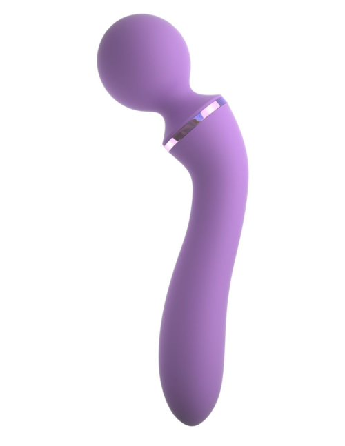 Фиолетовый двусторонний вибростимулятор Duo Wand Massage-Her - 19,6 см. - 0