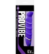 Фиолетовый перезаряжаемый вибратор с ребрышками PROVIBE - 14 см. - 1