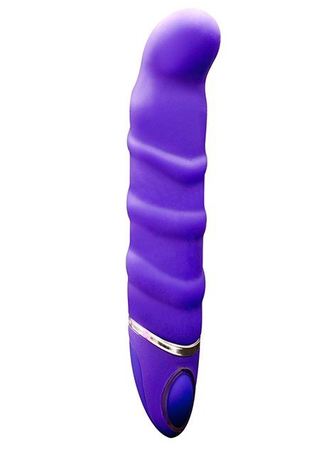 Фиолетовый перезаряжаемый вибратор с ребрышками PROVIBE - 14 см. - 0