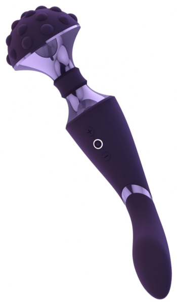 Фиолетовый двухсторонний вибромассажер Shiatsu - 27 см.