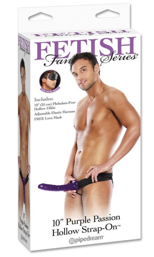 Мужской полый фиолетовый страпон 10 Purple Passion Hollow Strap-On - 24 см. - 3