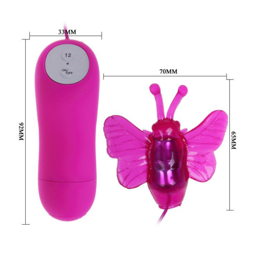 Розовый вибростимулятор с насадкой в виде бабочки - 3