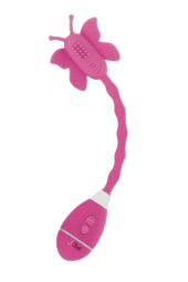 Розовый вибростимулятор-бабочка на ручке THE CELINE BUTTERFLY - 2
