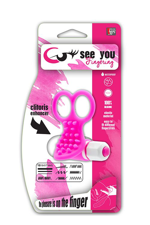 Розовый вибростимулятор с петлями для пальцев SEE YOU FINGERING PINK - 2