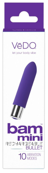 Фиолетовая вибропуля VeDO Bam Mini - 9,5 см. - 2