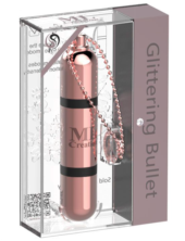 Золотистый мини-вибратор на цепочке Glittering Bullet - 9 см. - 1