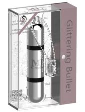 Серебристый мини-вибратор на цепочке Glittering Bullet - 9 см. - 3