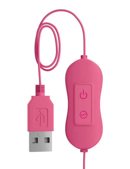 Розовая, работающая от USB вибропуля в форме кролика Cute - 3
