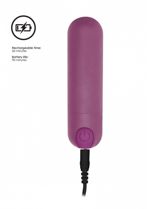 Фиолетовая перезаряжаемая вибропуля 7 Speed Rechargeable Bullet - 7,7 см. - 1
