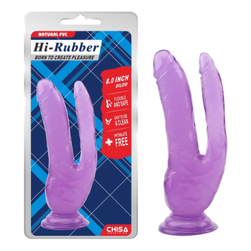 Фиолетовый анально-вагинальный фаллоимитатор - 20 см. - 2