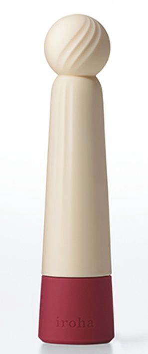 Бежевый вибратор с шаровидной мягкой головкой IROHA Rin Akane - 14,8 см. - 0