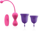 Подарочный набор: розовый тренажер Кегеля MAGIC KEGEL MASTER 2 и фиолетовые менструальные чаши - 0