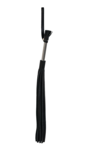Чёрная кожаная плеть с 25 хвостами и металлической ручкой - 53 см. - 0